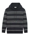 Saint Laurent Striped Hooded Sweatshirt In Black
