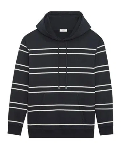 Saint Laurent Sweatshirt In Striped Cotton In Black