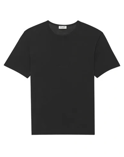 Saint Laurent Embroidered Sheer Crewneck T-shirt In Black