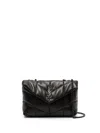 Saint Laurent Toy Mini Puffer Bag In Lambskin, Chevron Design, Signature Ysl Logo Plaq