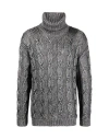 Saint Laurent Cable-knit Roll-neck Jumper In Grey
