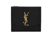Saint Laurent Uptown Compact Wallet In Grain De Poudre Leather In Black
