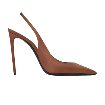 Pre-owned Saint Laurent Wmns Zoe Slingback Pumps 'brun Pecan' | Brown | Women's Size 36