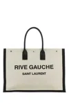 Saint Laurent Sand Canvas Large Rive Gauche Shopping Bag In White