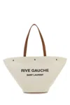 Saint Laurent Woman Sand Canvas Rive Gauche Shopping Bag In 9087