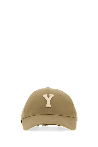Saint Laurent Sand Logo Baseball Hat In Brown