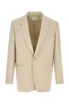 Saint Laurent Sand Wool Blazer In Neutral