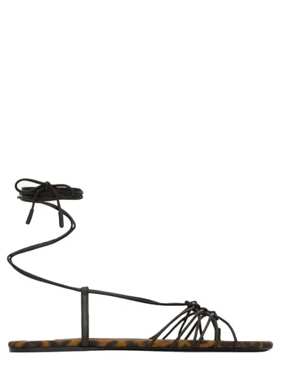 Saint Laurent Babylone Flat Brown Leopard Print Sandal In Animal Print