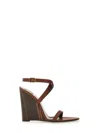 Saint Laurent Gippy Heeled Sandals In Brown