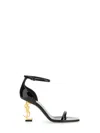 Saint Laurent Opyum Sandals In Patent Leather With A Gold-toned Heel