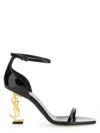 Saint Laurent Opyum Patent Leather Sandals With Structured Heel Featuring Metal Ysl Initials And Adj In Multi