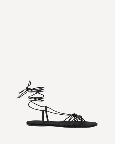 Saint Laurent Ankle Strap Babylone Flat Sandals In Black