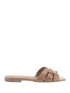 Saint Laurent Nu Pieds Woven Patent-leather Slides