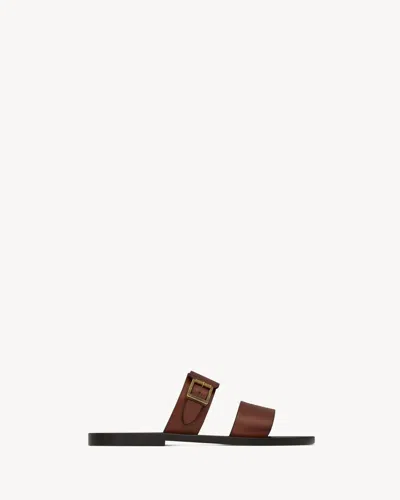 Saint Laurent Sandalia Plana Marron Cuela Negra In Brown