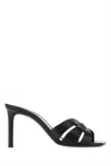 Saint Laurent Tribute Embossed Croc Mules In Black