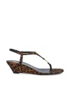 Saint Laurent Cassandra Leopard Ysl Wedge Sandals