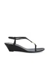Saint Laurent Cassandre Wedge Leather Thong Sandal