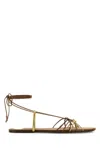 Saint Laurent Sandali Babylone In Pelle Marrone Donna In Gold