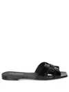 Saint Laurent Tribute Nu Pieds Patent Leather Flat Sandals In Black