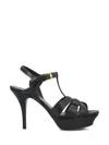 Saint Laurent Tribute Platform Sandals In Smooth Leather Shoes In Black