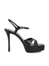 Saint Laurent Debbie Platform Sandals In Smooth Leather In Black