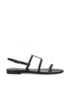 Saint Laurent Cassandra Calfskin Ysl Slingback Sandals In Black