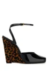 Saint Laurent Le Scandale 110 Patent Leather Wedge Sandals In Black