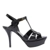 Saint Laurent Tribute Platform Sandals In Smooth Leather Shoes In Black