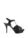 Saint Laurent Tribute Platform Sandals In Smooth Leather Shoes In Black