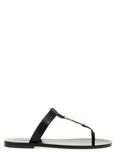 SAINT LAURENT SAINT LAURENT CASSANDRE LEATHER THONG SANDALS