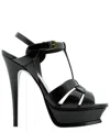 Saint Laurent Tribute Black Sandals With Platform In Patent Leather Woman In Black