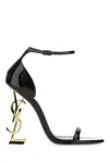 Saint Laurent Opyum Sandals In Patent Leather With A Gold-toned Heel In Black