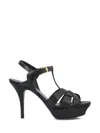 Saint Laurent Tribute Platform Sandals In Smooth Leather Shoes In Black