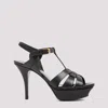 Saint Laurent Tribute Black Sandals With Platform In Patent Leather Woman