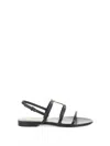 Saint Laurent Black Leather New Cassandra Sandals
