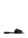 Saint Laurent Tribute 05 Leather Nu Pieds Flat Sandals In Black