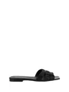 Saint Laurent Tribute Nu Pieds Embossed Croc Flat Sandals In Black