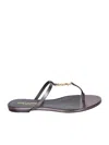Saint Laurent Metalizzed Leather Sandals In Black