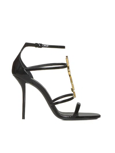 Saint Laurent 100mm Cassandra Leather Sandals In Black