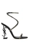 Saint Laurent Opyum Ysl Strass Ankle-strap Sandals In Black