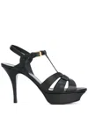 Saint Laurent Tribute Black Sandals With Platform In Patent Leather Woman In Black