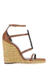 Saint Laurent Cassandra Wedge Espadrilles In Smooth Vegetable-tanned Leather In Brown