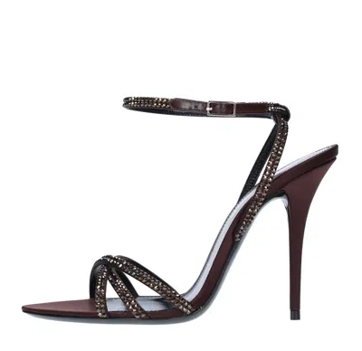 Saint Laurent Sandals Brown In Marrone Marroni