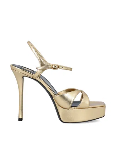 Saint Laurent Sandals In Gold