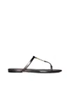 Saint Laurent Cassandra Logo-embellished Patent-leather Sandals In Metal Brown