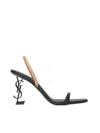 Saint Laurent Opyum Leather Sandals In Nero/gold Brown/nero