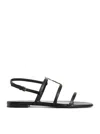 Saint Laurent Cassandre Leather Sandals In Black