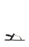 Saint Laurent Cassandra Logo Leather Sandals In T.moro