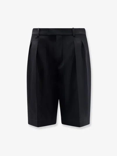 Saint Laurent Sartorial Wool Bermuda Shorts In Black