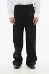 Saint Laurent Satin And Wool Pants With Hidden Closure